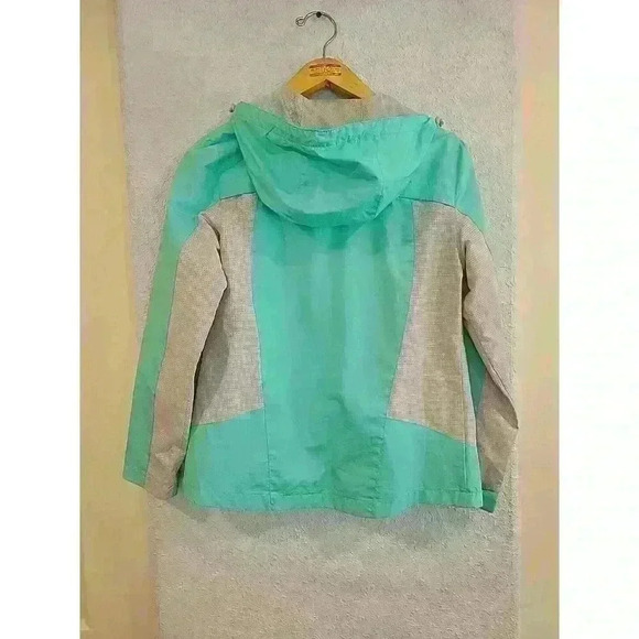 Free Country Athletx Reflective Teal Hoodie Windbreaker Jacket Womens Small - Picture 7 of 7